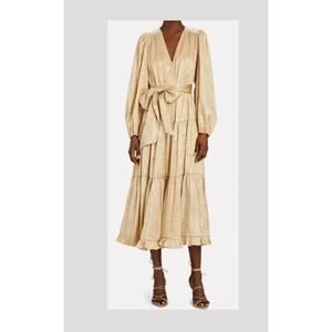 NWT Ulla Johnson Helena Dress in Sand/Metallic Gold Stunning Dress Size 2 $695